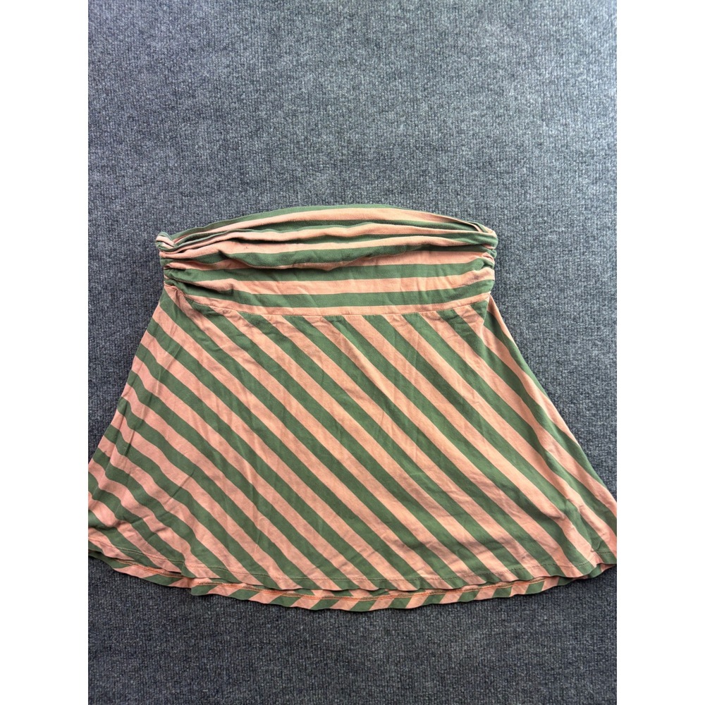 Patagonia Mini Skirt Womens L Green Peach Striped Organic Cotton Tencel Blend